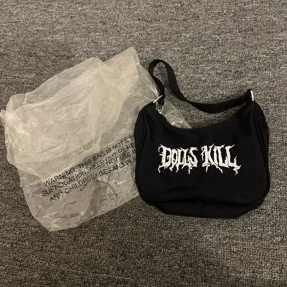 NEW Dolls Kill Logo Mini Bag Hand Shoulder Black Goth - Picture 1 of 2